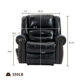 Genuine Leather Power Lift Recliner Elderly Chair, Lay Flat Lift Chairs, Remote Control with Point- Like Distribution Massage/Heating/Adjusting Reclining Model (Black) Luckoney