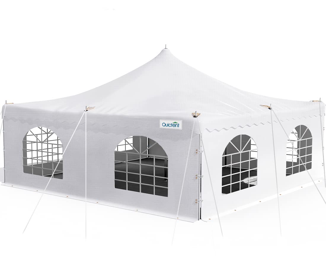 Quictent 20'X20' PVC Fire Retardant Pole Tent, Heavy Duty Party Tent Canopy Shelter, 33-80 Person Capacity, for Parties, Weddings, and Events, Commercial and Residential Use - WoodArtSupply