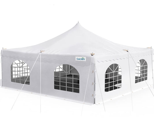 Quictent 20'X20' PVC Fire Retardant Pole Tent, Heavy Duty Party Tent Canopy Shelter, 33-80 Person Capacity, for Parties, Weddings, and Events, Commercial and Residential Use