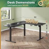 DEVAISE L Shaped Standing Desk Adjustable Height, Dual Motor Electric Corner Standing Desk, 63x55 inch Sit Stand up Home Office Desk with Splice Board, Black DEVAISE