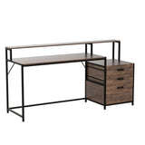 Tribesigns 63 Inch Computer Desk with File Drawer Cabinet, Ergonomic Office Desk with Monitor Stand, Industrial Computer Table with Printer Space, Wood PC Table Workstation Desk for Home Office Tribesigns