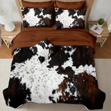 MUGINYU Brown Cowhide Comforter Set King, 8 Pieces Bed in a Bag Black White Cow Skin Print Western Farmhouse Animal Fur Bedding Set MUGINYU