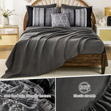 Dintszyayue Black Comforter Set Queen Size, 8 Pieces Boho Striped Bed in a Bag Soft Microfiber Bedding Set for All Season Dintszyayue