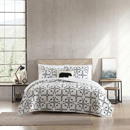 Eddie Bauer - King Quilt Set, Reversible Cotton Bedding with Matching Shams, Luxurious Bedding Set (Arrowhead Charcoal, King) Eddie Bauer