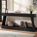 Tribesigns 70.9 Inch Long Console Table for Entryway, 2-Tier Farmhouse Entryway Table with Storage, Narrow Sofa Table Behind The Couch, Wood Accent Table for Hallway, Living Room, Foyer, Black Tribesigns