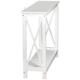 SUPER DEAL 2-Tier Narrow Console Sofa Side Table for Entryway/Hallway/Living Room, 39.3in L x 11.8in W x 31.6in H, White SUPER DEAL