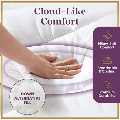 CirclesHome Hotel Collection Twin XL Size Hybrid Mattress Protector & Pad - Extra Padded, Thick, Plush, & Fitted Mattress Topper for Bed - Comfortable Pillow Top Mattress Cover CIRCLESHOME