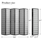 WelFurGeer 6 Panel Shoji Screen Room Divider, Folding Privacy Screens, Room Partitions and Dividers, Decorative Room Dividers, Wall Dividers for Room Separation, Japanese Room Divider for Home (Black) WelFurGeer