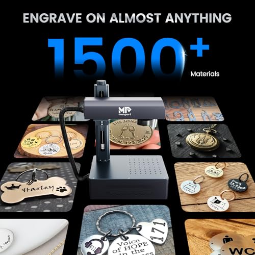 Monport 50W Pro Integrated Fiber Laser Engraver, 5.9"x5.9" Working Area, LightBurn Compatible, 3D Relief Engraving Metal Marking Machine with One-Touch Autofocus, JPT Laser Source Monport