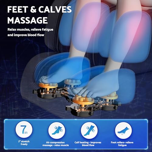 Massage Chair, Zero Gravity Full Body Massage Chair, Shiatsu Recliner with 14 Massage Points, Lumbar & Calf Heating, 20 Auto Modes, Spacious Massage Area, Bluetooth Speaker, Touch Screen Controller Mazzup