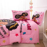 GRAT TIOC Black Girl Magic Comforter Set Twin,Black Girl Bedding Set,Christian Inspirational Little Princess Comforter,God Says I Am Afro Melanin Peekaboo Bedroom Set GRAT TIOC