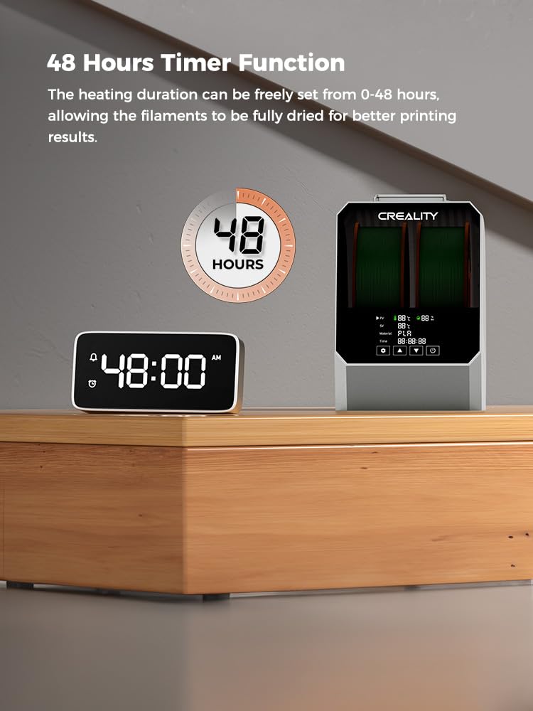 Creality Upgraded Space Pi Filament Dryer Plus, Two Rolls 3D Printer Filament Dryer Box, 360° 110W PTC Filament Storages, Filament Dehydrator for PLA ABS PETG PA Filament 1.75/2.85mm, Spool Holder Lokkr