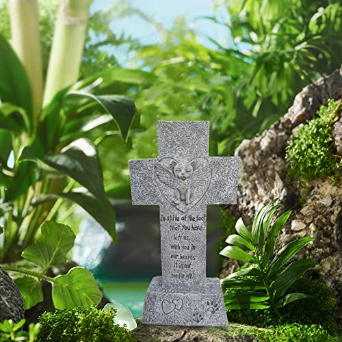 ALLMKPY Angel Dog Outdoor Memorial Garden Lawn Cross Headstone, Lost Dog Pet Dog Funeral Memorial Sympathy Gift, Dog Cadaver Burial Site Marker - WoodArtSupply