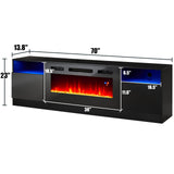 AMERLIFE Fireplace TV Stand with 36" Electric Fireplace, LED Light Entertainment Center, Modern Wood Texture Entertainment Stand with Highlight Storage Cabinet for TVs Up to 80", 70 inches, Black AMERLIFE