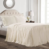 Lush Decor Ruffle Skirt Bedspread Set - 3-Piece Luxurious Farmhouse Bedding - Elegant Ruffle Detail - Timeless Style - Soft Lightweight Sheets - King, White Lush Decor