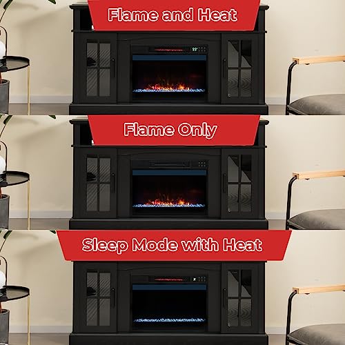 Tangkula 23-Inch Infrared Quartz Electric Fireplace Insert with Remote Control, 1500W Recessed Fireplace Heater with Thermostat, Overheat Protection, 8H Timer, 6 Flame Settings, 5 Flame Brightness