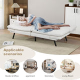 Opoiar 71-Inch Futon Sofa Bed, Convertible Guest Bed & Loveseat | Cozy Faux Leather with Adjustable Positions for Welcoming Living Rooms - White Opoiar