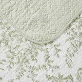 Laura Ashley - Queen Quilt Set, Soft & Reversible Cotton Floral Bedding with a Medium Weight Feel, 3 Piece Bed Set with Matching Pillowcases (Bedford Green/Off-White) Laura Ashley