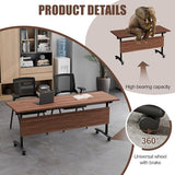 Conference Table, Folding Conference Room Tables, Modular Conference Table Foldable Flip Top Training Table with Wheels, Modern Conference Seminar Tables for Meeting, Office (2, Walnut 2, 55.1in) WYMHYZ