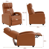 FDW Recliner Chair Push Back Sofa Home Theater Seating with Lumbar Support and Leather Padded Seat Backrest for Living Room (Tan) FDW