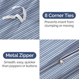 Duvet Cover Twin/Twin XL Size - Extra Soft Twin/Twin XL Size Duvet Cover - Lightweight, Breathable & Cozy w/ Zipper Closures and Ties - 68" x 90" Inches - (Blue Stripes 3) Comforter Not Included CGK Unlimited