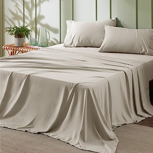 Bedsure Queen Sheet Set - 4 Pieces Soft Queen Size Sheets - Breathable & Cooling - Hotel Luxury - Easy Care Polyester Microfiber Bedding for Women, Men, Linen Bedsure