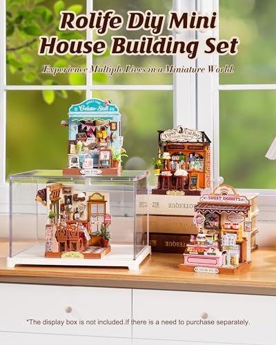 Rolife Miniature House Kit for Adults Elysees Bistro Book Nook Kit DIY Wooden Dollhouse Kit Tiny Mini House Bookshelf Decor 3D Wooden Puzzle Hobby Crafts Gifts for Family Friends