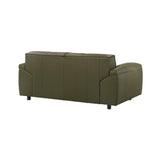 Tanner 74 in. Leather Loveseat with Padded Arms in Green or Khaki Armen Living