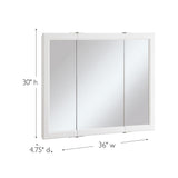 Design House 545103-WHT Wyndham Medicine Cabinet – Durable White Assembled Frame – Bathroom Wall Cabinet with Mirrored Door, 36-Inch – 4.75" X 36" X 30", White, 1 Count, Tri-View Design House