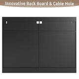 GOSROMS Dresser for Bedroom, Black Bedroom Dresser with LED Lights and Power Strip, 6 Long Drawers Dresser, Tall Wide Chest of Drawers Storage Organizer for Bedroom, Living Room, Entryway GOSROMS