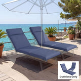 Outsunny Outdoor Chaise Lounge Cushions Set of 2, Chaise Lounge Cushions with 6 Ties, High-Density Foam, 72 x 21.1 x 2.6 Inch Water-Repellent and UV-Resistant for Patio, Poolside, Navy Blue