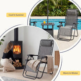 Sweetcrispy Zero Gravity Chairs, Set of 2 Portable Recliner Beach Camping Patio Outdoor Folding Lounge Chair with Cup Holder Trays and Adjustable Pillow for Poolside, Garden, Backyard, Lawn (Grey) Sweetcrispy