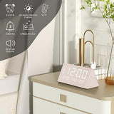 JALL Digital Alarm Clock, with Wooden Electronic LED Time Display, 3 Alarm Settings, Weekday/Weekend Mode, Temperature Detect, Wood Made Electric Clocks for Office, Bedroom, Bedside JALL