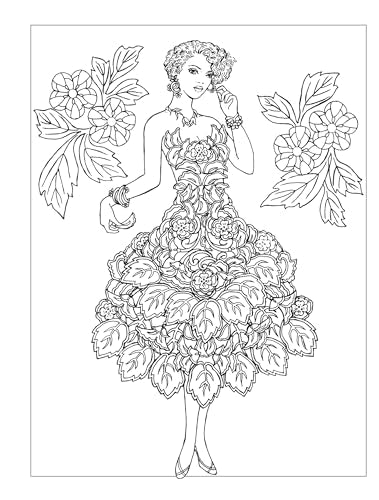 Creative Haven Enchanting Flower Fashions Coloring Book (Adult Coloring Books: Flowers & Plants) WoodArtSupply