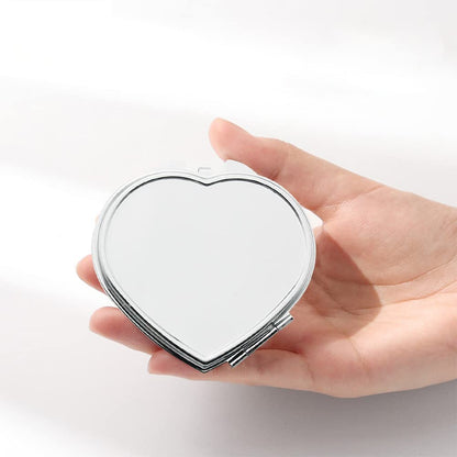 ZUYYON 6 Pieces Sublimation Blank Pocket Makeup Mirror Sublimation Metal Compact Mirror Folding Travel Makeup Mirror Heat Transfer Cosmetic Mirror for Women Girls(Heart)