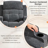 CAMMOV Manual Recliner Chair, Single Sofa Recliners with Overstuffed Back, Manual Fabric Recliner with 2 Cup Holders, Single Reclining Sofa Recliner for Living Room Theater Seating,Grey