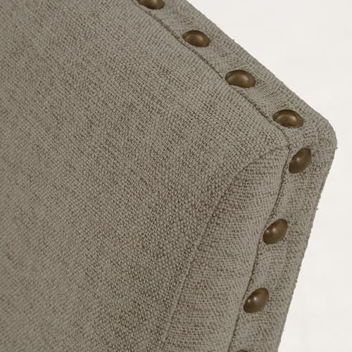 aphrophina Enhance Dining Experience with Traditional Armchairs Set of 2, Beige Fabric Upholstery, Nailhead Trim, Elegant Design aphrophina