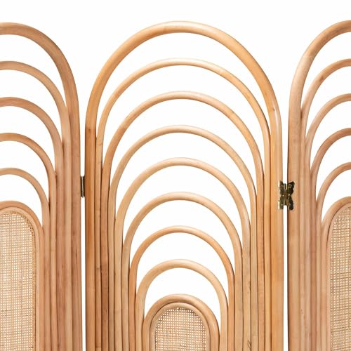 bali & pari Golda Modern Bohemian Natural Brown Rattan Room Divider bali & pari