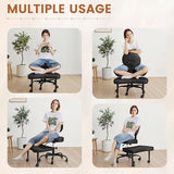 Shahoo Ergonomic Cross Legged Office Chair with Wheels - Adjustable Height Kneeling Meditation Chairs for ADHD, Yoga & Desk Work - Wide Criss Cross Seat with Lumbar Support, (Faux PU,Black) Shahoo