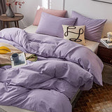 Janlive Washed Cotton Duvet Cover Full Ultra Soft 100% Cotton Solid Color Lavender Purple Duvet Cover Set with Zipper Closure -3 Pieces Purple Full Janlive