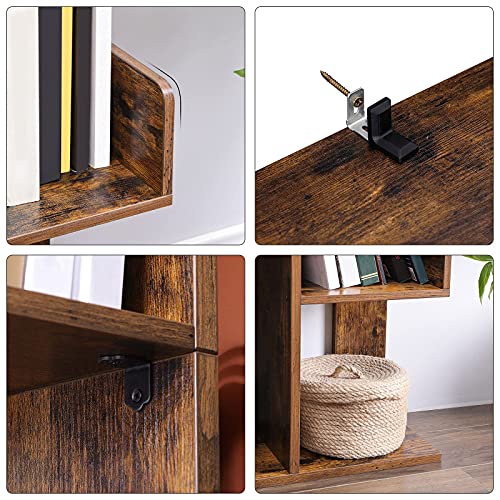 Tree-Shaped Bookshelf with 8 Storage Shelves in Rustic Brown by VASAGLE VASAGLE