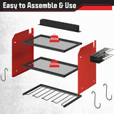 Stalwart Power Tool Organizer Wall Mount with Charging Station - 4 Drill Holder with 8 Outlet Power Strip - Garage Organizer Tool Storage Rack Stalwart
