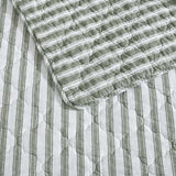 Stone Cottage - Twin Quilt Set, Reversible Cotton Bedding with Matching Shams, Striped Ideal Bedding Set (Willow Way Green, Twin) Stone Cottage