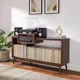 Crosley Furniture Nashville Mid Century Modern Console Record Player Stand, Stores Up to 280 Vinyl Records, Large, Brown Crosley Furniture
