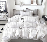 ALEISSEL Modern Urban 100% Natural Cotton Duvet Cover Sets 3Pcs - Gray Artistic Lines Pattern on White with Textured Light-Gray Reverse, Minimalist Bedding Set with Button Closure(King,104"×90" ALEISSEL