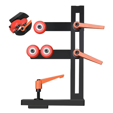 Wood Lathe Steady Rest，Stable L Shaped Woodworking Lathe Center with 3 Fixed Wheels Adjustable Wheel Position for Woodworking Lathes Up to 12 Inches Feleolibe