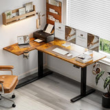Muvai 71 Inch L Shaped Standing Desk Adjustable Height with Cable Management Tray,Gaming Electric Corner Standing Desk, Sit Stand Computer Table with Reversiable Splice Board, Rustic Brown Muvai