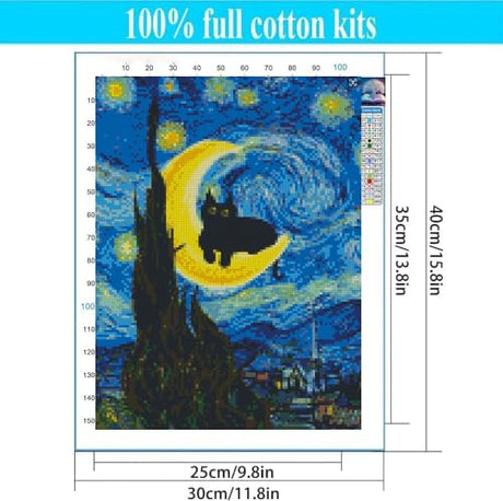 4 Pack Cat Starry Sky Flower Window Stamped Cross Stitch Kits - Embroidery Kits for Beginners Adults,11 CT Patterns Dimensions Counted Cross Stitch Kits Arts Craft Kits 12x16inch Tiwabb