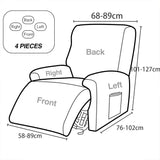 CHNSHOME Recliner Chair Covers, 4-Piece Stretchy Slipcover with Remote Control Pocket, Black and White Leaves Pattern, Traditional Style CHNSHOME