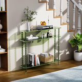 Dewrhiixe Acrylic Console Table Narrow, 3 Tier Long Entryway Table with Storage, Mid-Century Modern Sofa Table Entry Table for Living Room, Hallway (Green, 39.4“×9.4”×35.4“) Dewrhiixe